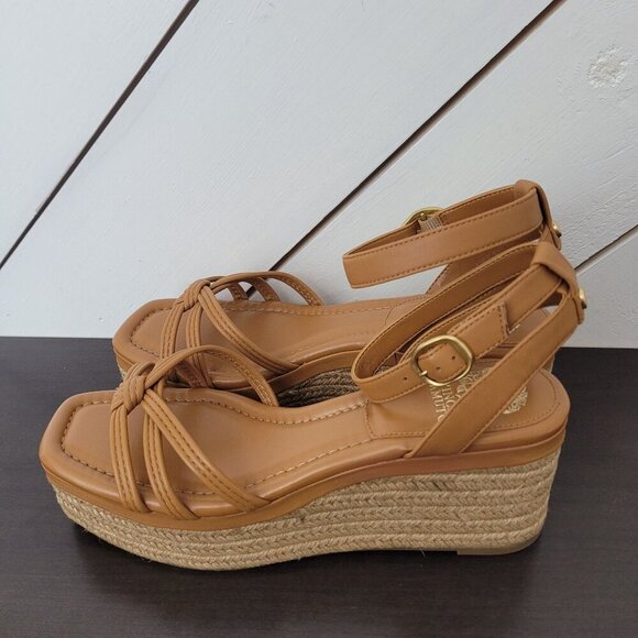 NEW Vince Camuto Womens Leather Loressa Strappy Platform Golden Walnut 10 - Picture 3 of 9